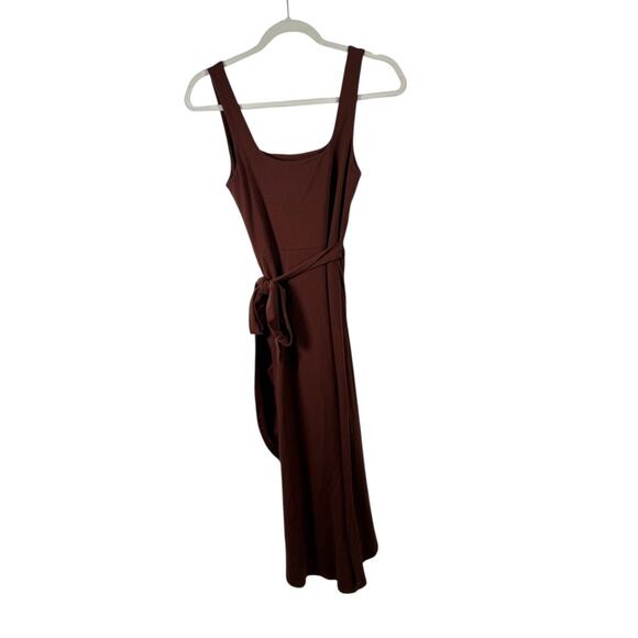 Quince Tencel Jersey Side Tie Midi Wrap Dress Brown Sleeveless NEW Womens Small - Picture 6 of 8